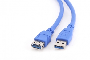 Кабель USB3.0 удлинитель A(M)-А(F) профессиональн., позолоч. контакты, синий, 1.8м Cablexpert CCP-USB3-AMAF-6